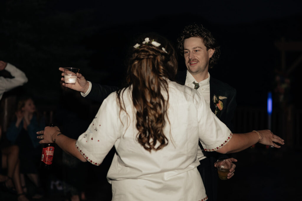 cute picture of the newlyweds at their reception party