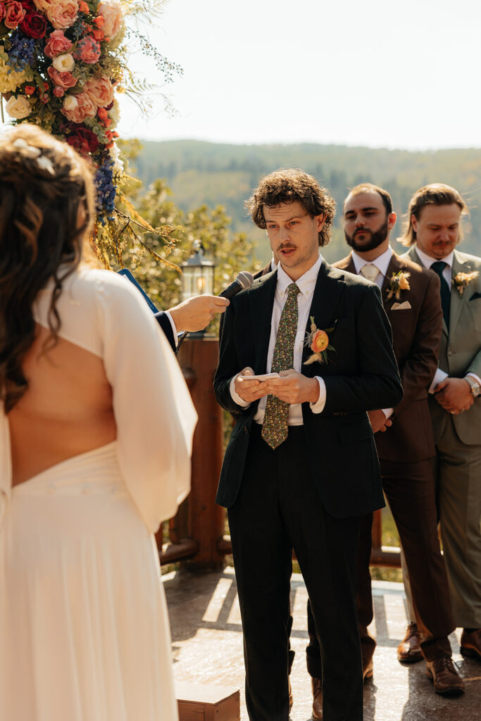 groom emotional during his wedding ceremony