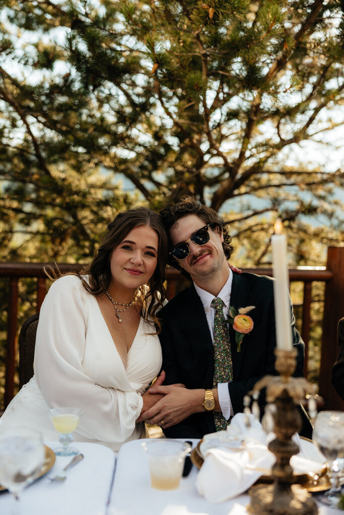 newlyweds at their wedding reception party