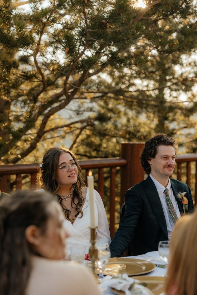 newlyweds emotional at their wedding reception party