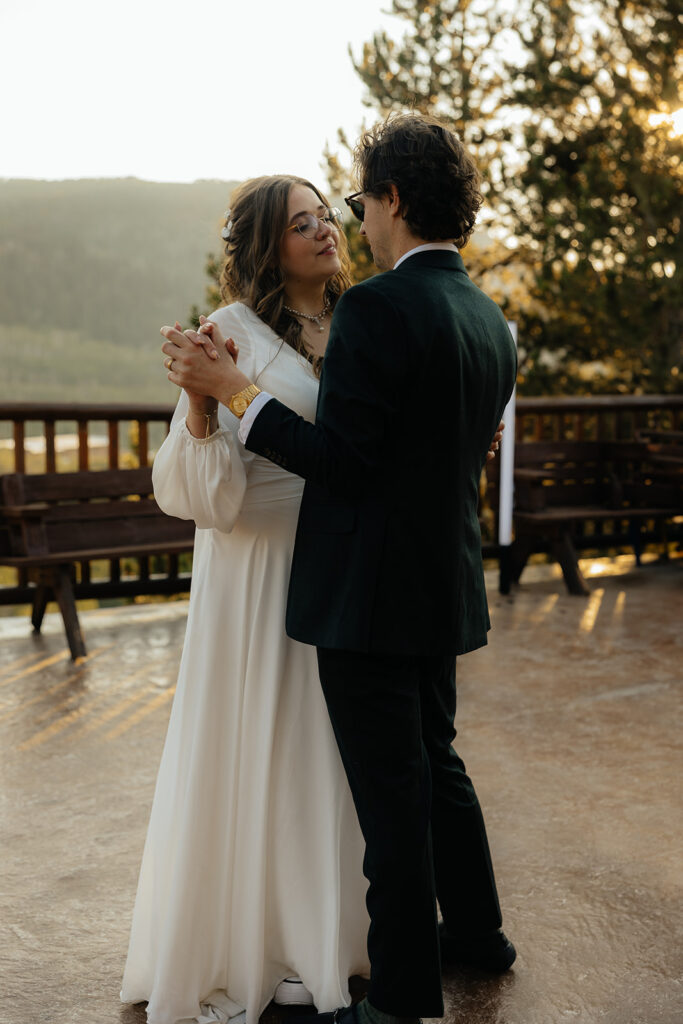 cute picture of the newlyweds dancing at their wedding reception