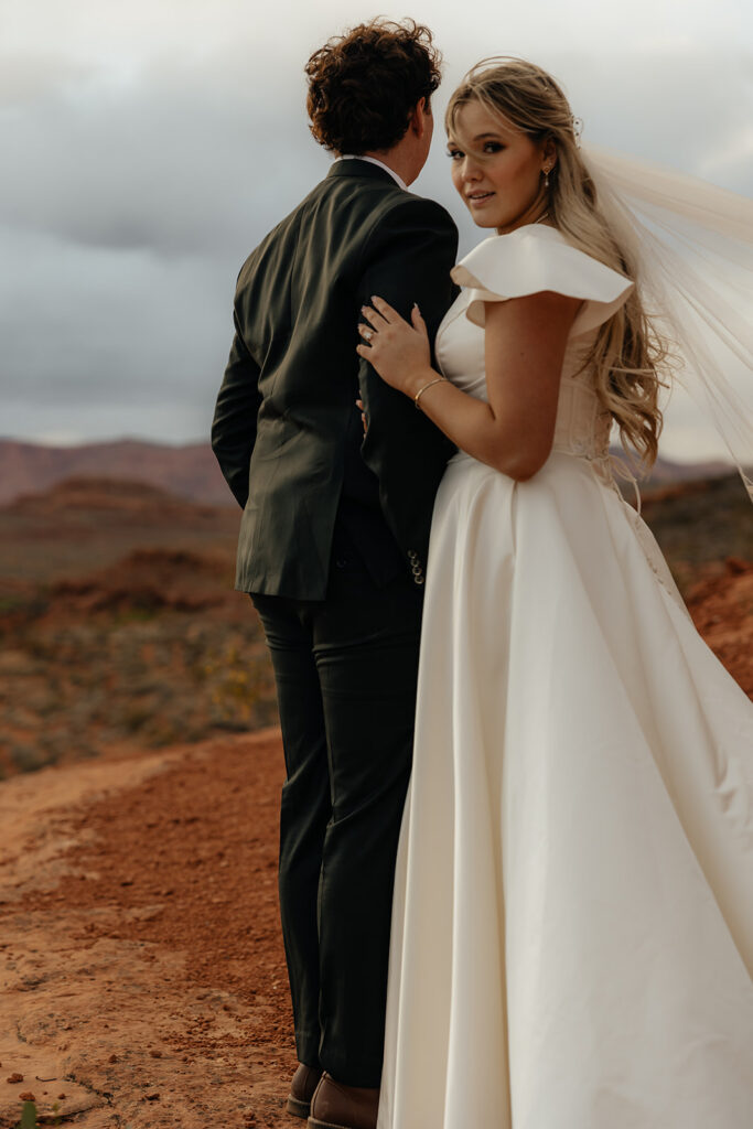 cute picture of the bride and groom at their dream photoshoot