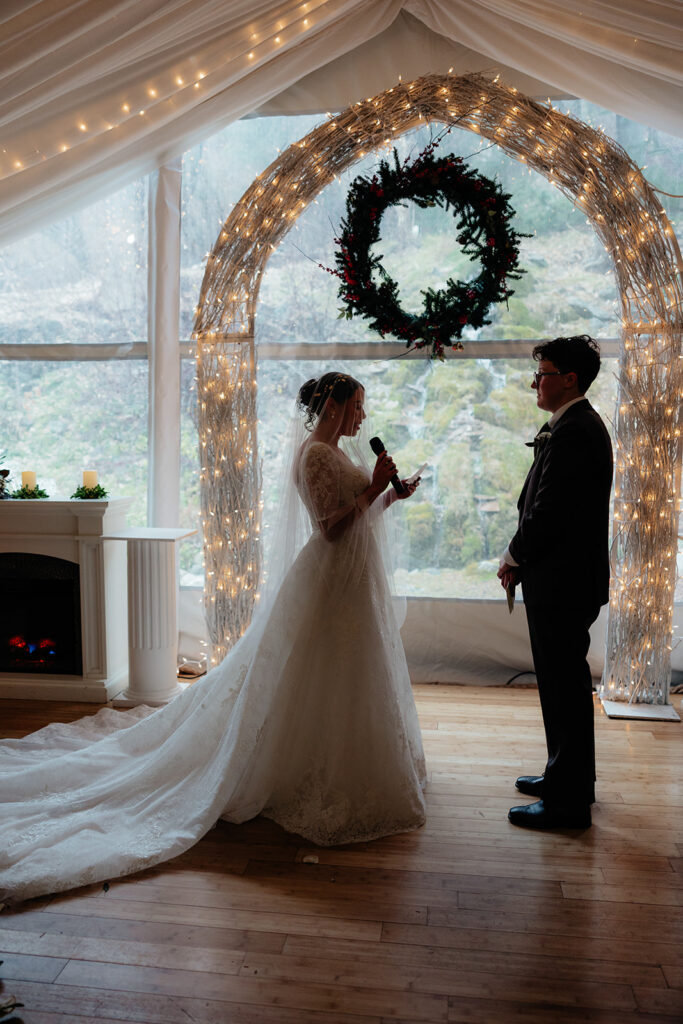 Bride and groom emotional during their wedding ceremony