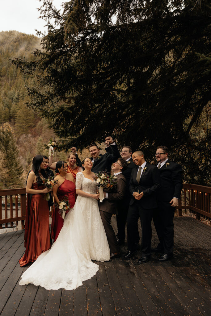 Cute picture of the bride and groom with their friends