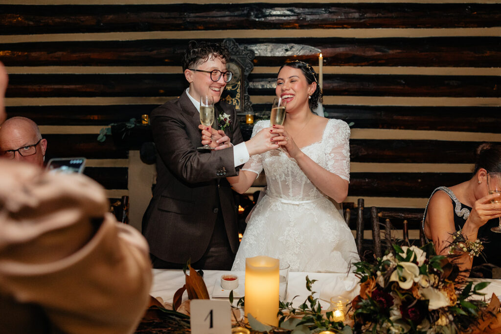 Newly married couple at their wedding reception