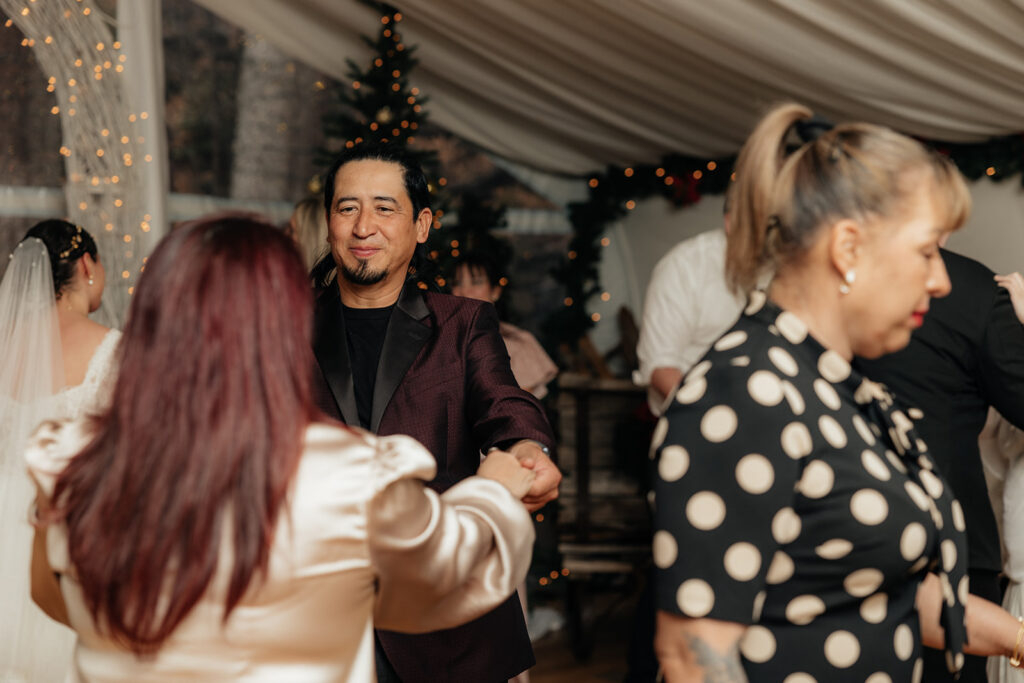 Guest having the best time at that wedding reception party