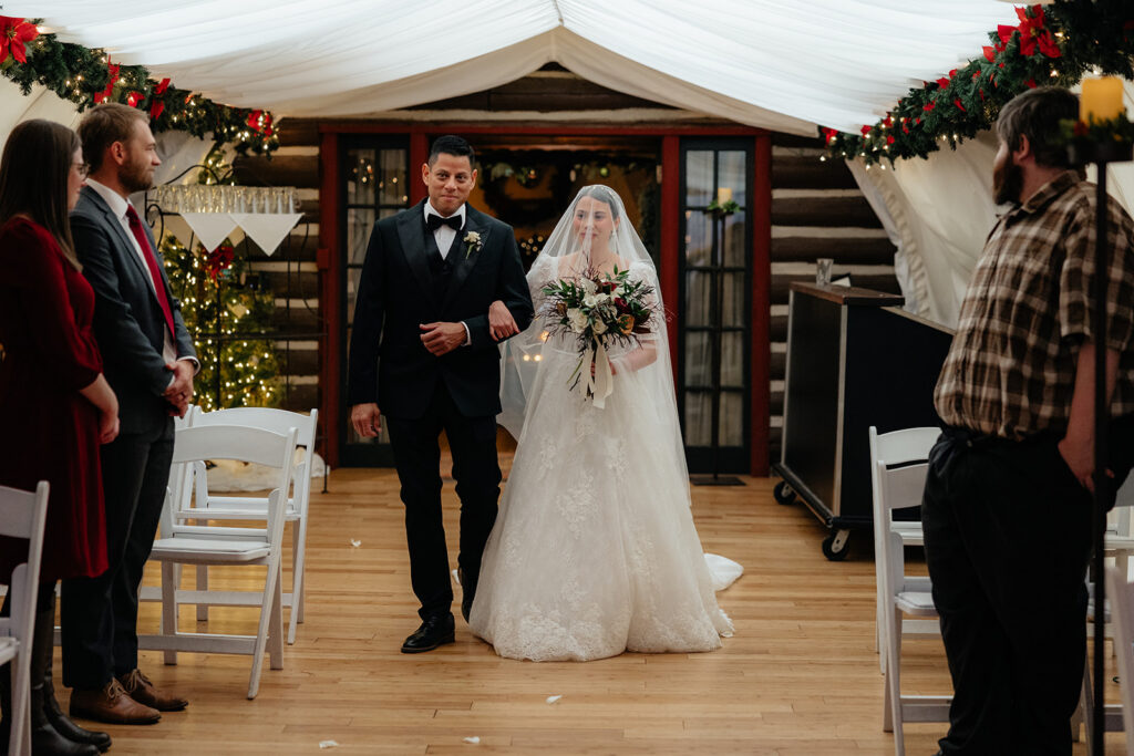 cute picture of the bride walking down the aisle