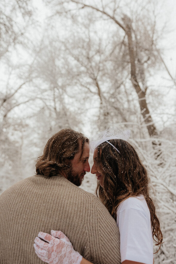 Nichols Hollow Couples Session | A Playful Snowy Engagement in Kaysville Utah