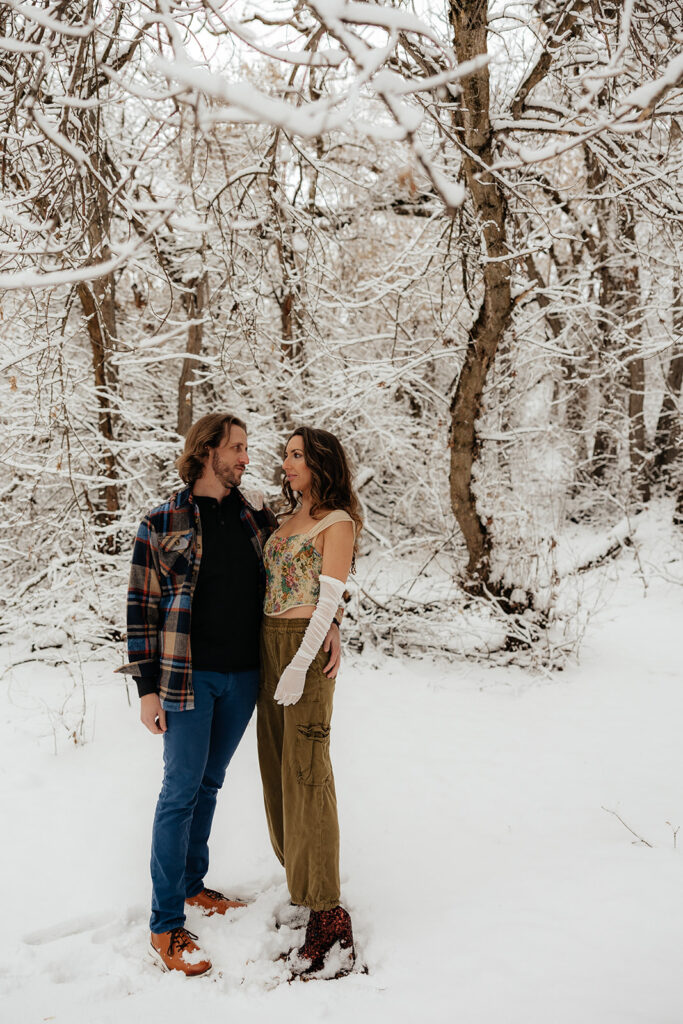 couple at their dream winter portraits