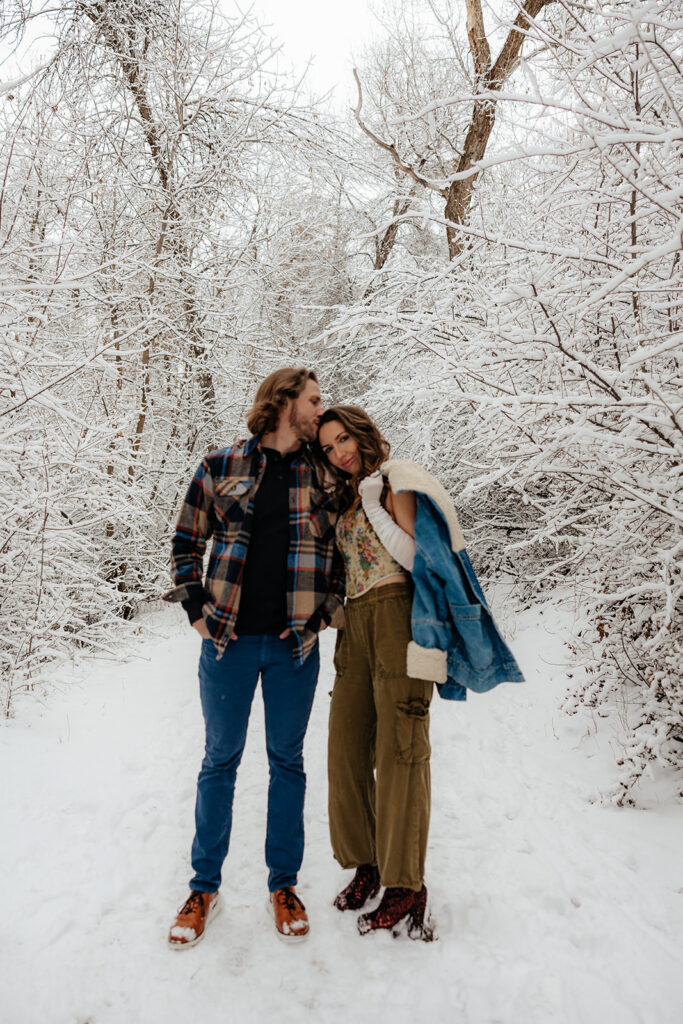 Nichols Hollow Couples Session | A Playful Snowy Engagement in Kaysville Utah