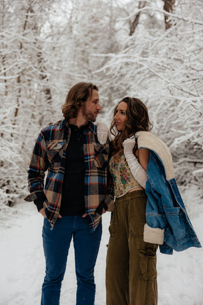 Nichols Hollow Couples Session | A Playful Snowy Engagement in Kaysville Utah