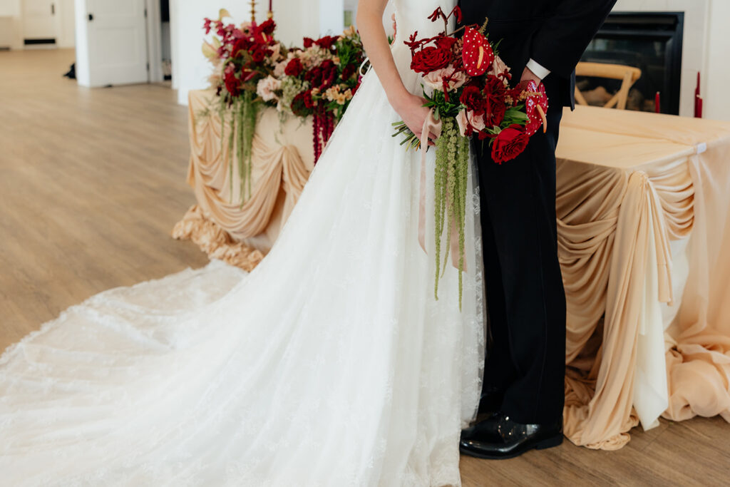 stunning closeup shot of the wedding bouquet 