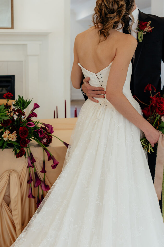 stunning picture of the bride and groom kissing