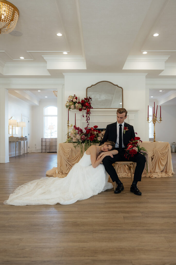 bride and groom at their romanic photoshoot