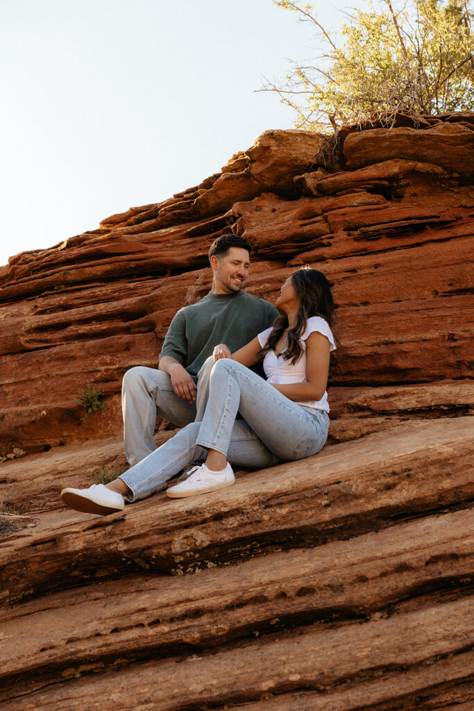 couple laughing with each other during their photoshoot