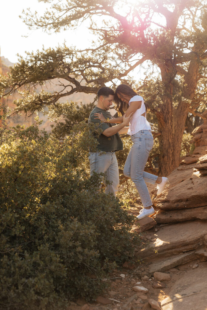 fun couple portraits at zion national park