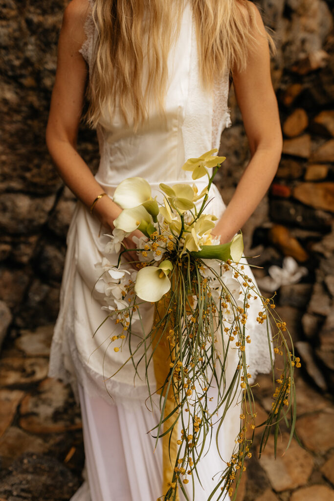 closeup shot of the wedding bouquet