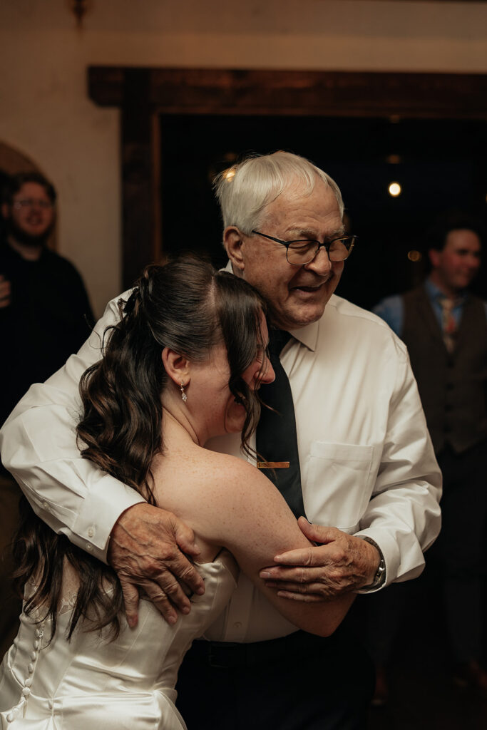 cute picture of the bride at her wedding reception